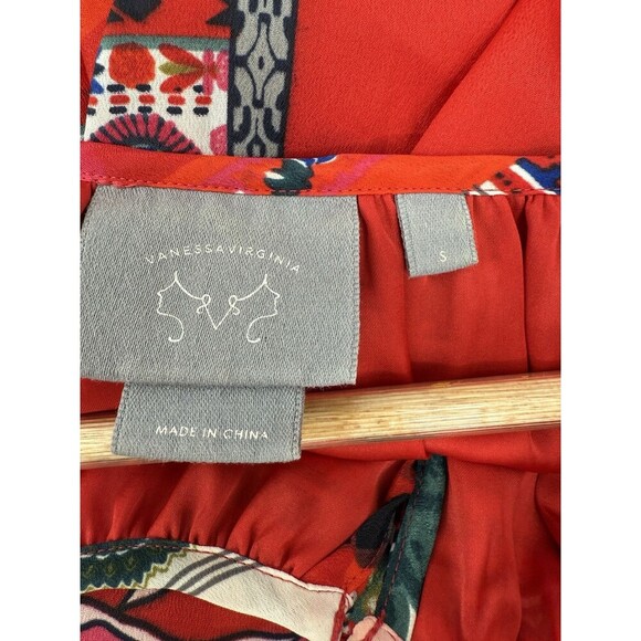 Anthropologie Vanessa Virginia Women's Boho Dress SMALL Red Floral Easy Wear - Picture 9 of 12